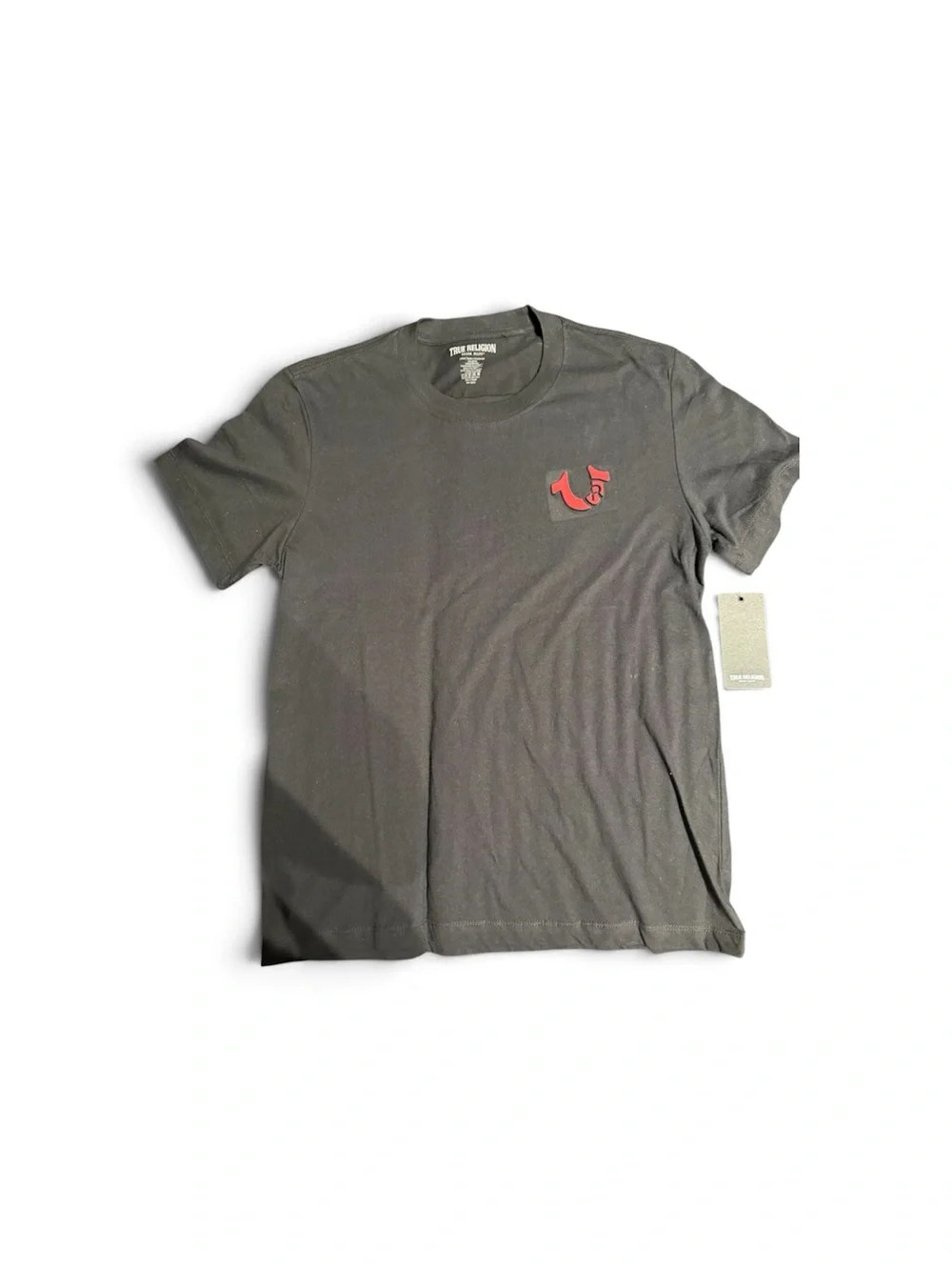 True Religion Black Short Sleeve Tee with Red Logo